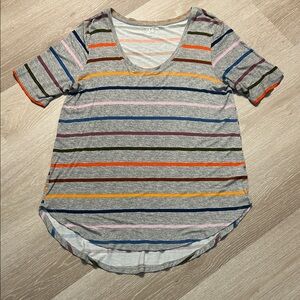 24/7  by Maurices Multicolor Striped U-Neck T-Shirt